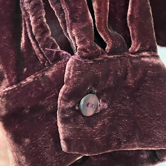 Silk blend velvet button down shirt burgundy - Picture 3 of 4